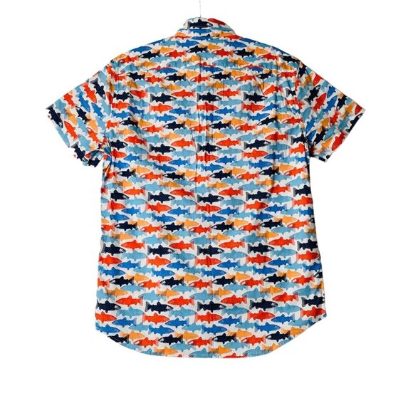 J.Crew Men Size Medium Fish All Over Graphic Print Style AU528 Button Shirt - Picture 2 of 13